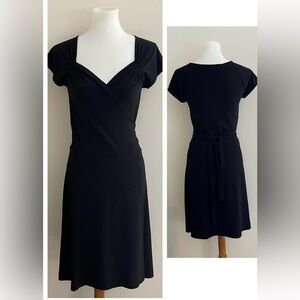 Norma Kamali Wrap Dress large LBD party chic stretchy classic office luxury